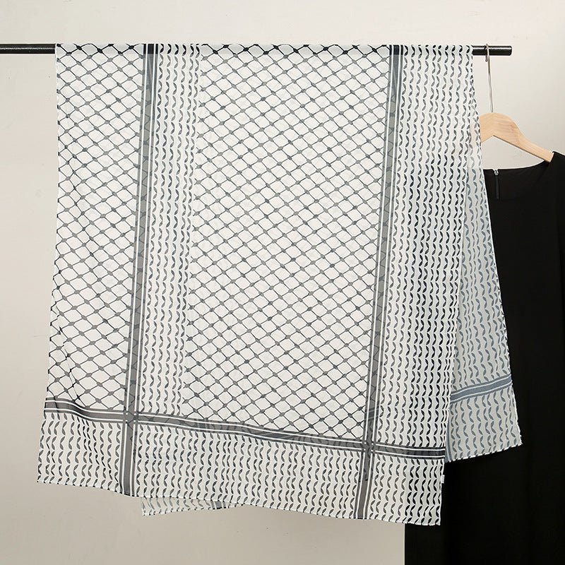 Mariam's Collection Trendy Women's Chiffon Keffiyeh Scarf with Print – Perfect for Summer, Travel & Islamic Modest Fashion(MH110) — detail shot 10