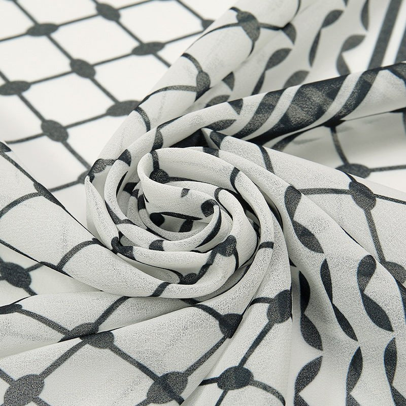 Mariam's Collection Trendy Women's Chiffon Keffiyeh Scarf with Print – Perfect for Summer, Travel & Islamic Modest Fashion(MH110) — detail shot 8