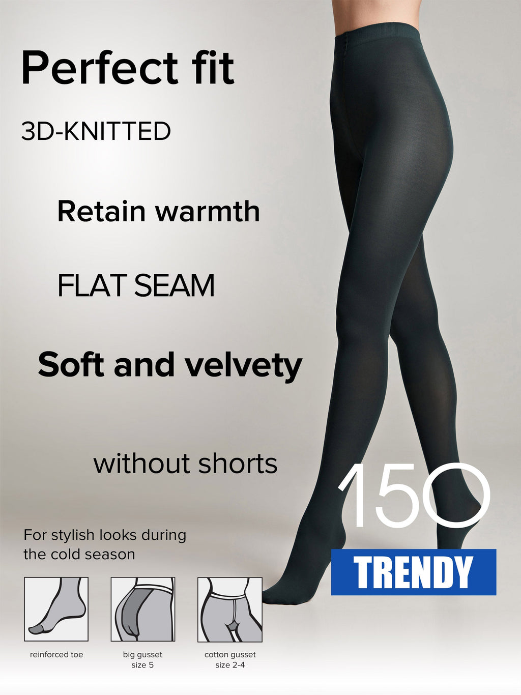 TheRanok.com Tights Conte Trendy 150 Den - Microfiber 3D effect — size reference