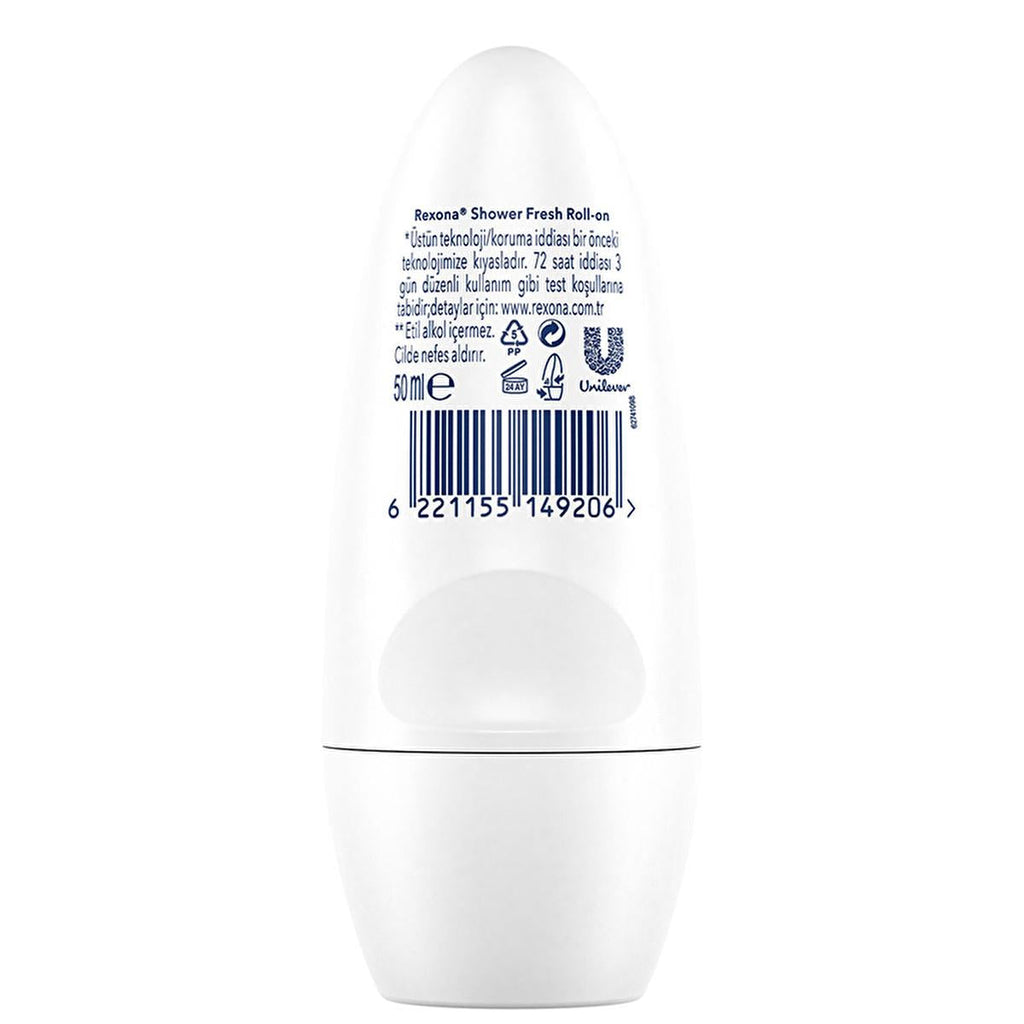 Rexona Shower Fresh Roll-On Deodorant - 72 Hour Odor & Wetness Protection for Women | Long Lasting Antiperspirant