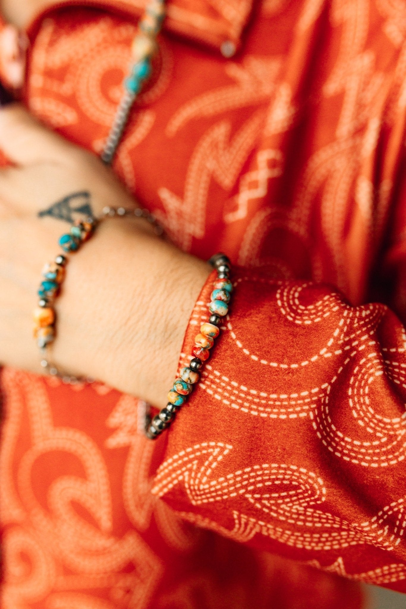 Wild Junkie Triple Shot Spiny Oyster Beads Bracelet — main product shot