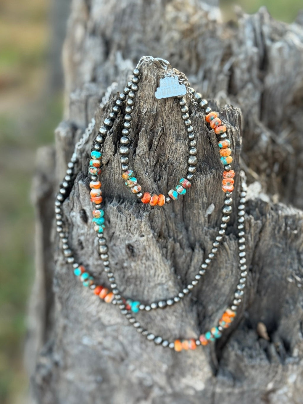 Wild Junkie Triple Shot Spiny Oyster Beads Necklace — main product shot