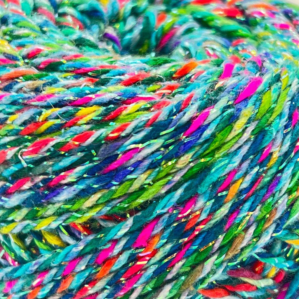 Darn Good Yarn Triple Twist DK Weight Recycled Silk Yarn — lifestyle worn / used context