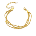 SORI STYLE Triple Layer Gold Chain Bracelet with Beads E-legant Women’s Jewelry — main product shot