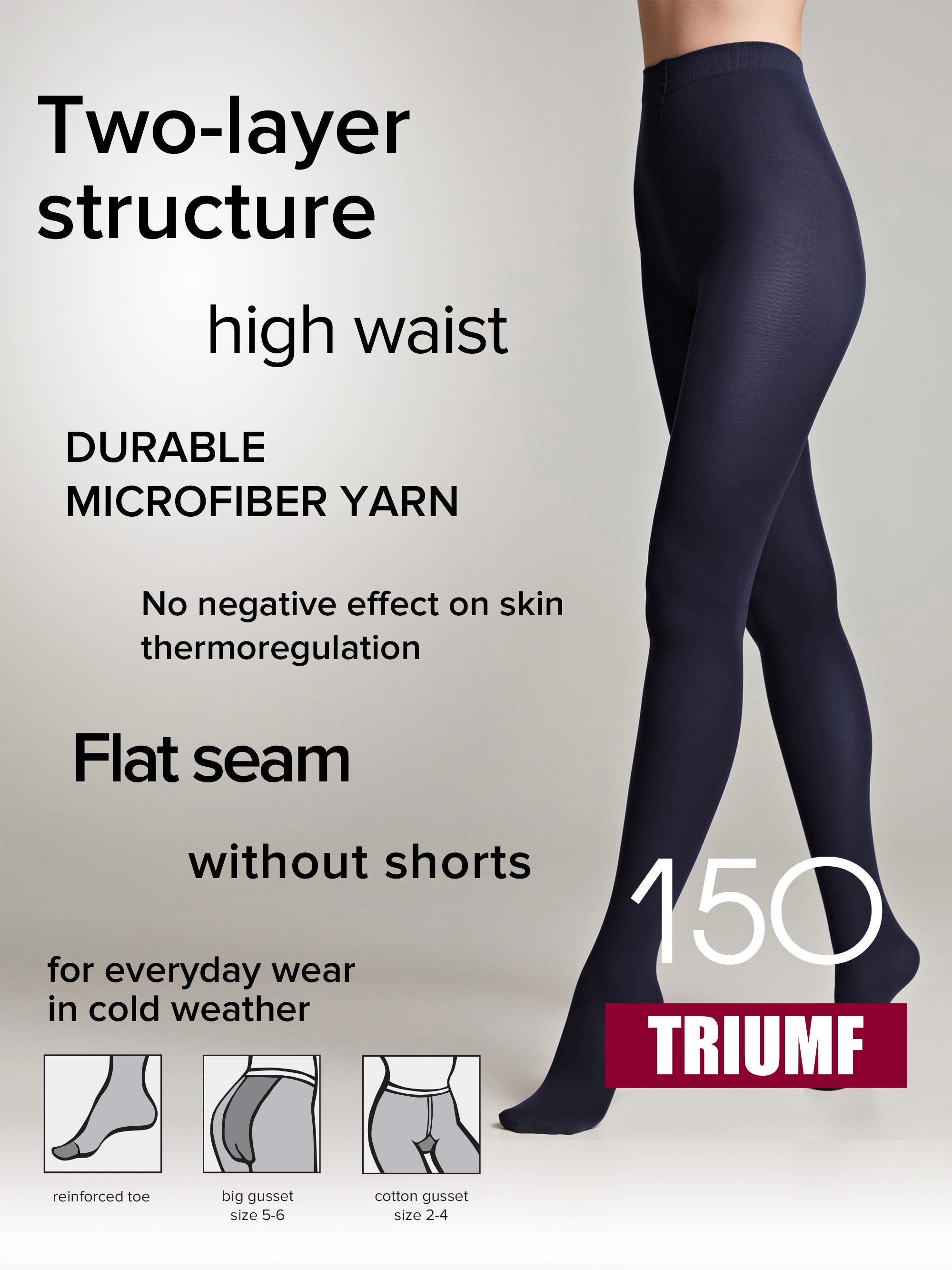 TheRanok.com Tights Conte Triumf 150 Den - Warm Opaque Microfiber — detail close-up