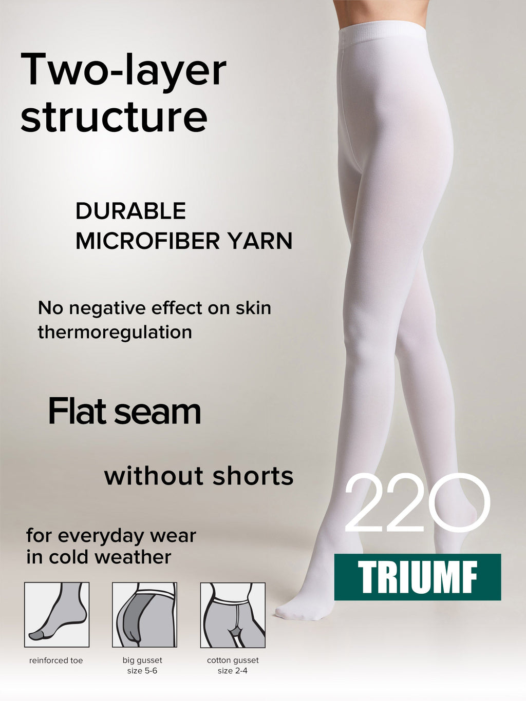 TheRanok.com Tights Conte Triumf 220 Den - Warm Opaque Microfiber — size reference