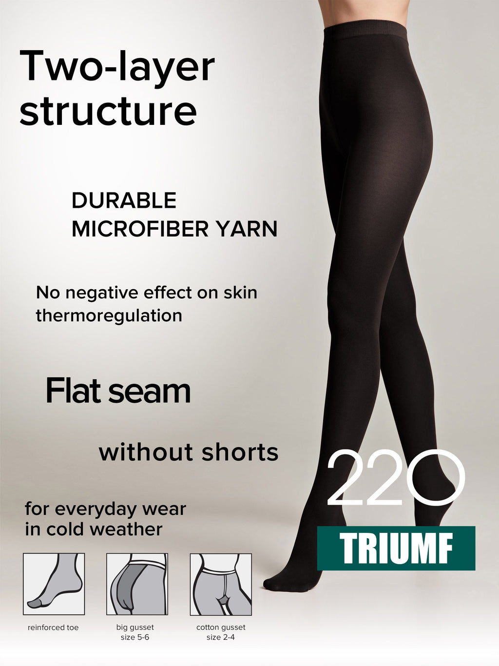 TheRanok.com Tights Conte Triumf 220 Den - Warm Opaque Microfiber — detail close-up