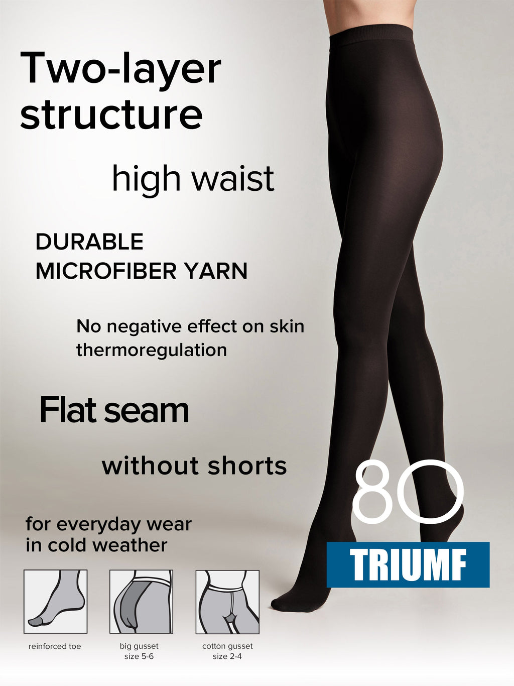 TheRanok.com Tights Conte Triumf 80 Den - Opaque Microfiber — size reference