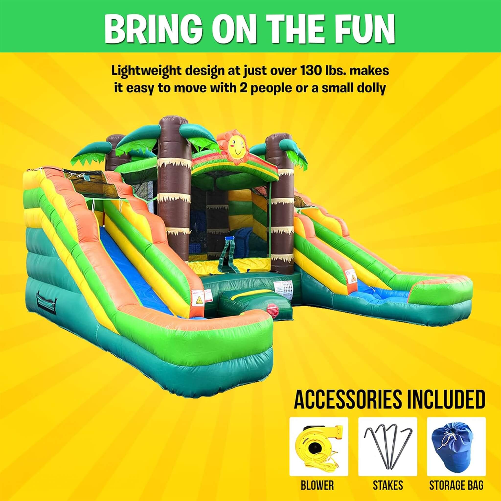 16FT Tropical Bounce House Combo With Double Water Slides (SAK92508) – SAKSBY WHOLESALE, view 4