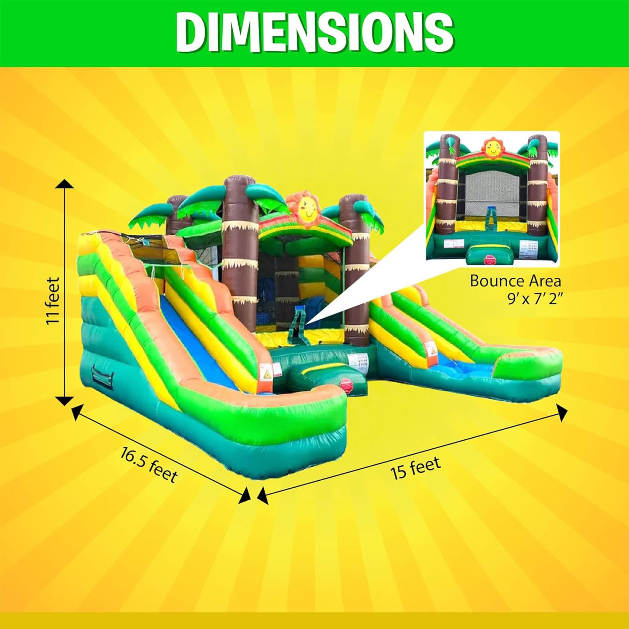 16FT Tropical Bounce House Combo With Double Water Slides (SAK92508) – SAKSBY WHOLESALE, view 10