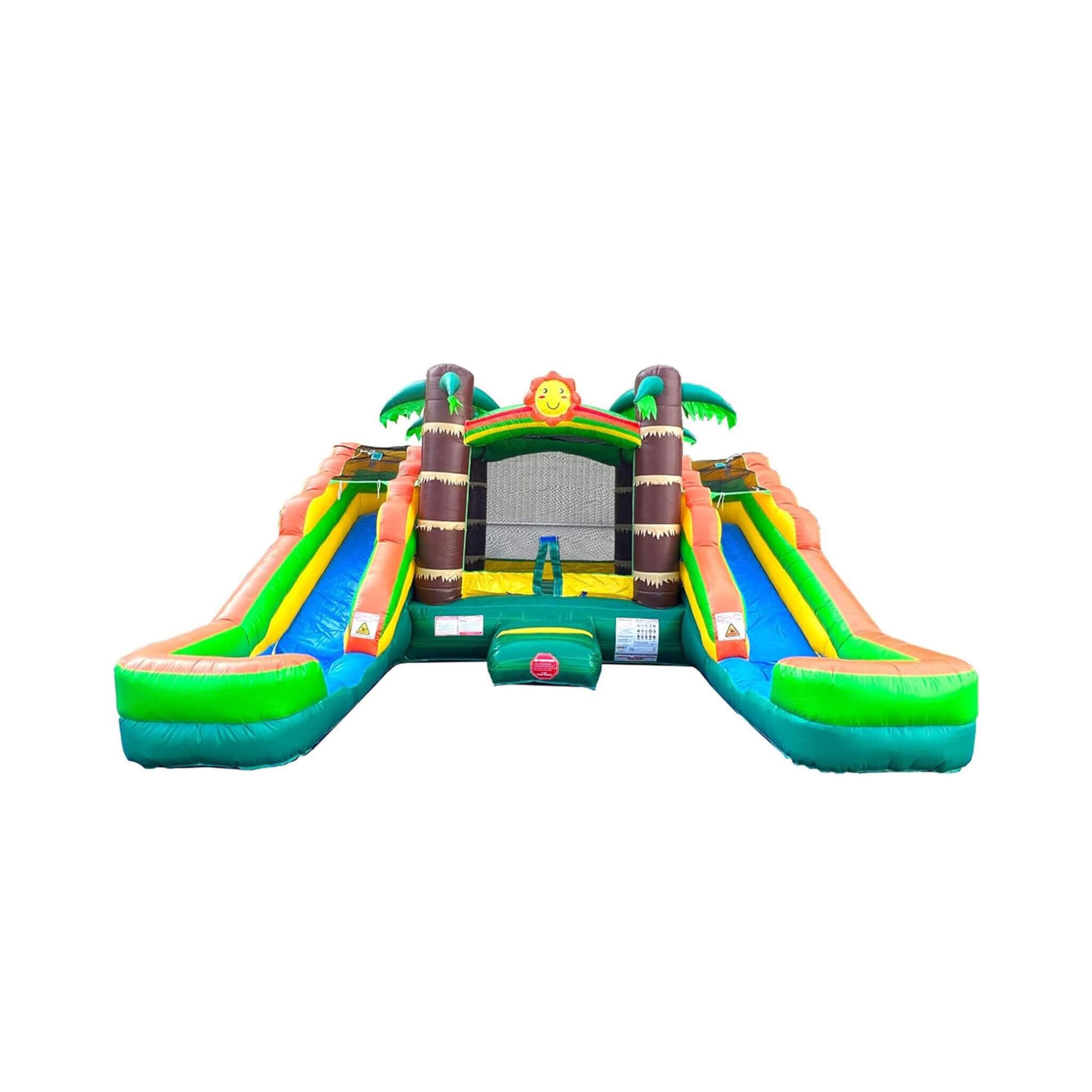 16FT Tropical Bounce House Combo With Double Water Slides (SAK92508) – SAKSBY WHOLESALE
