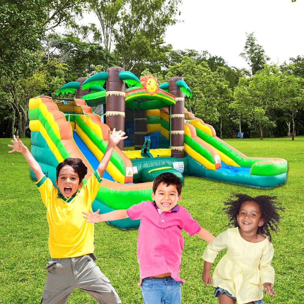 16FT Tropical Bounce House Combo With Double Water Slides (SAK92508) – SAKSBY WHOLESALE, view 7