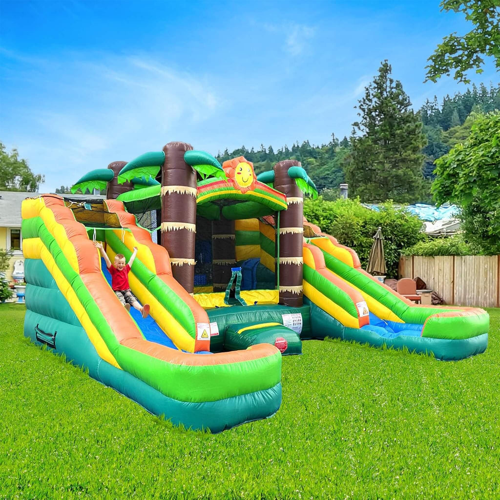 16FT Tropical Bounce House Combo With Double Water Slides (SAK92508) – SAKSBY WHOLESALE, view 3