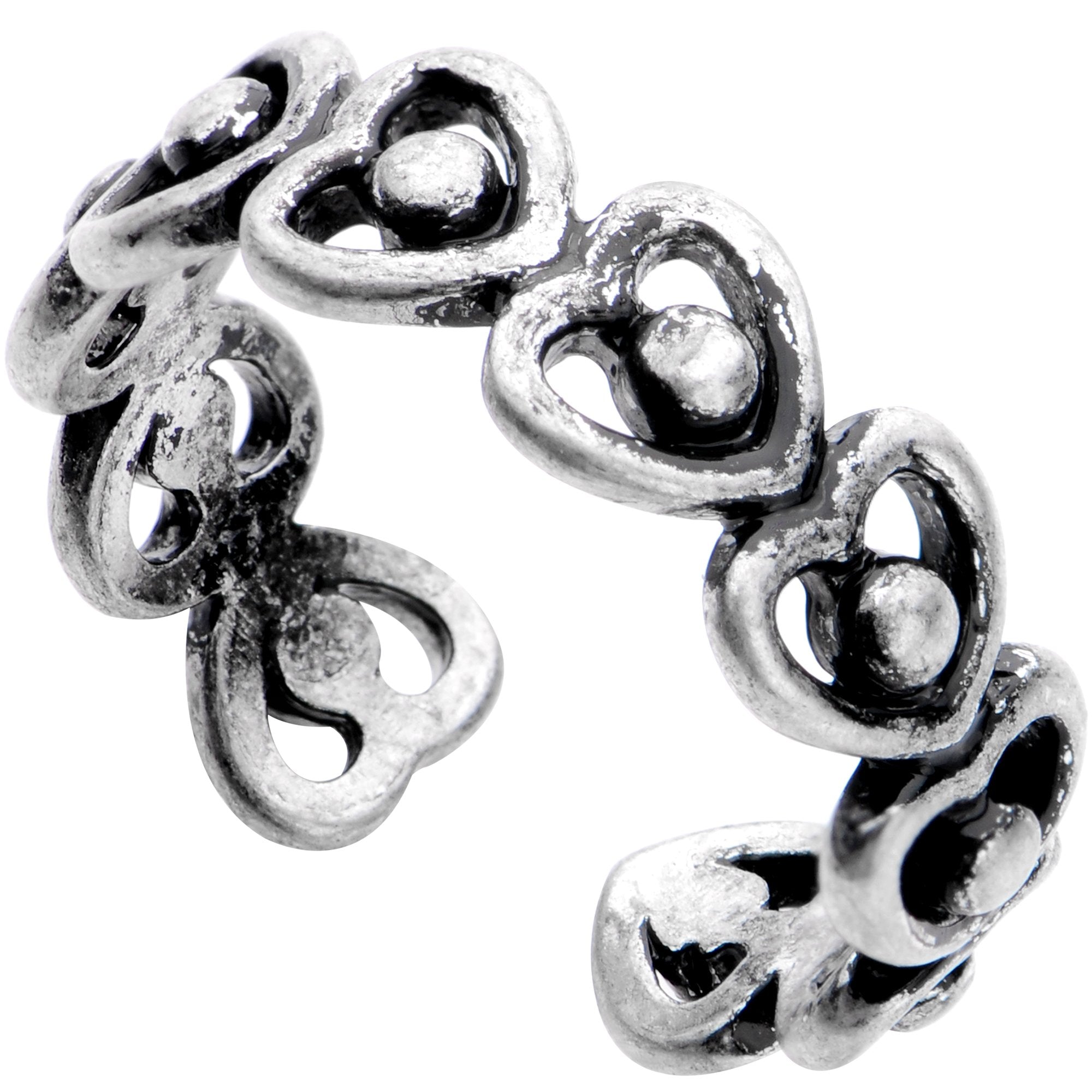 BodyCandy Silver Plated Repeating Heart Wreath Toe Ring — main product shot