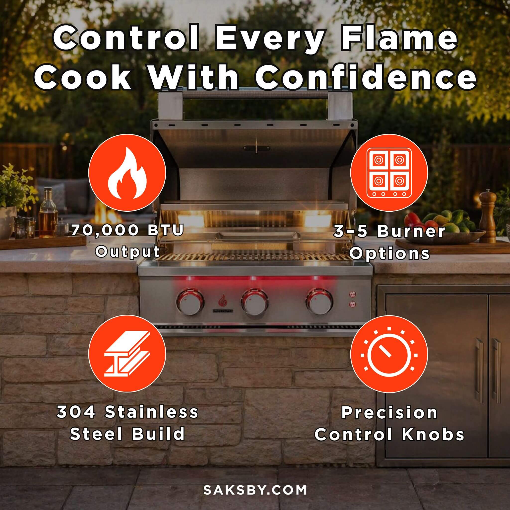 TrueFlame Luxury Built-In Gas Stainless Steel Grills [TF25/32/40] (SAK30587) – SAKSBY WHOLESALE, view 6