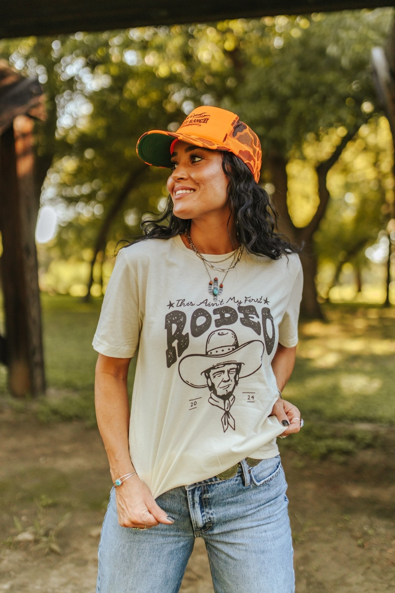 Wild Junkie Trump Ain't My First Rodeo Graphic Tee — construction detail