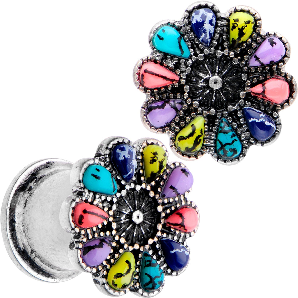 BodyCandy Southwestern Pinwheel Flower Double Flare Plug Set Set 2G to 22mm — lifestyle context
