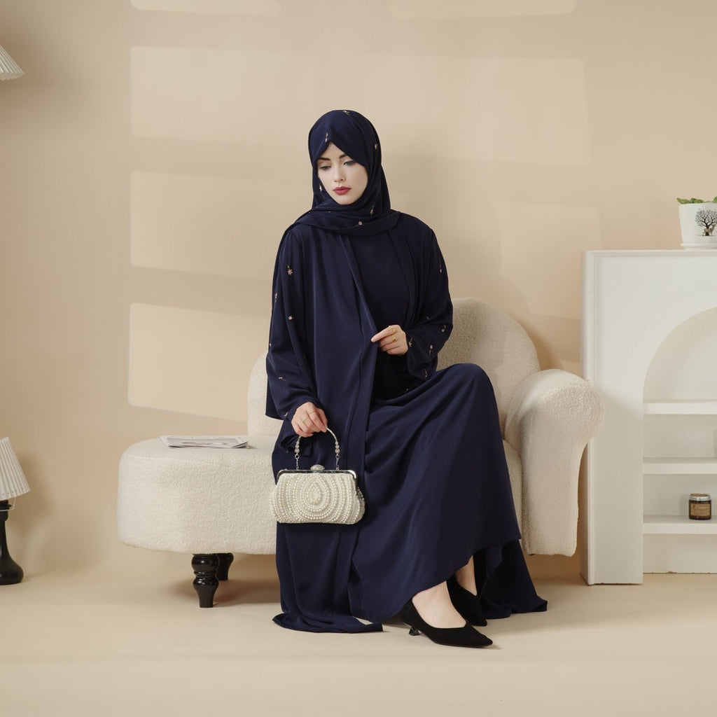 Mariam's Collection Mariam's Collection Tulip Embroidery Open Abaya 4-Piece Set (MOA051) — detail shot 10
