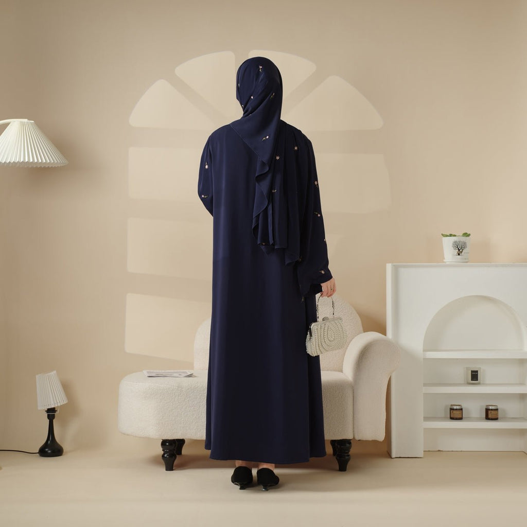 Mariam's Collection Mariam's Collection Tulip Embroidery Open Abaya 4-Piece Set (MOA051) — detail shot 9
