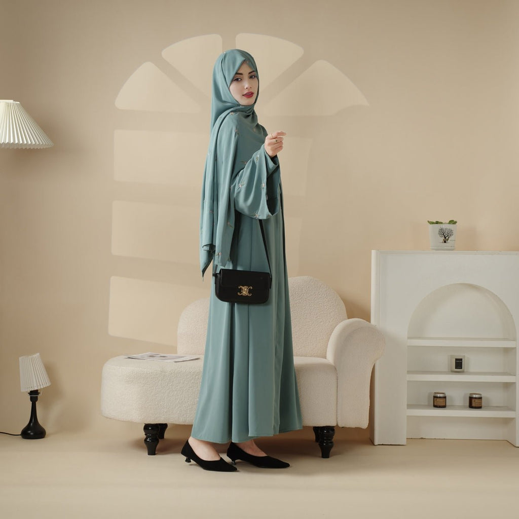 Mariam's Collection Mariam's Collection Tulip Embroidery Open Abaya 4-Piece Set (MOA051) — detail shot 7