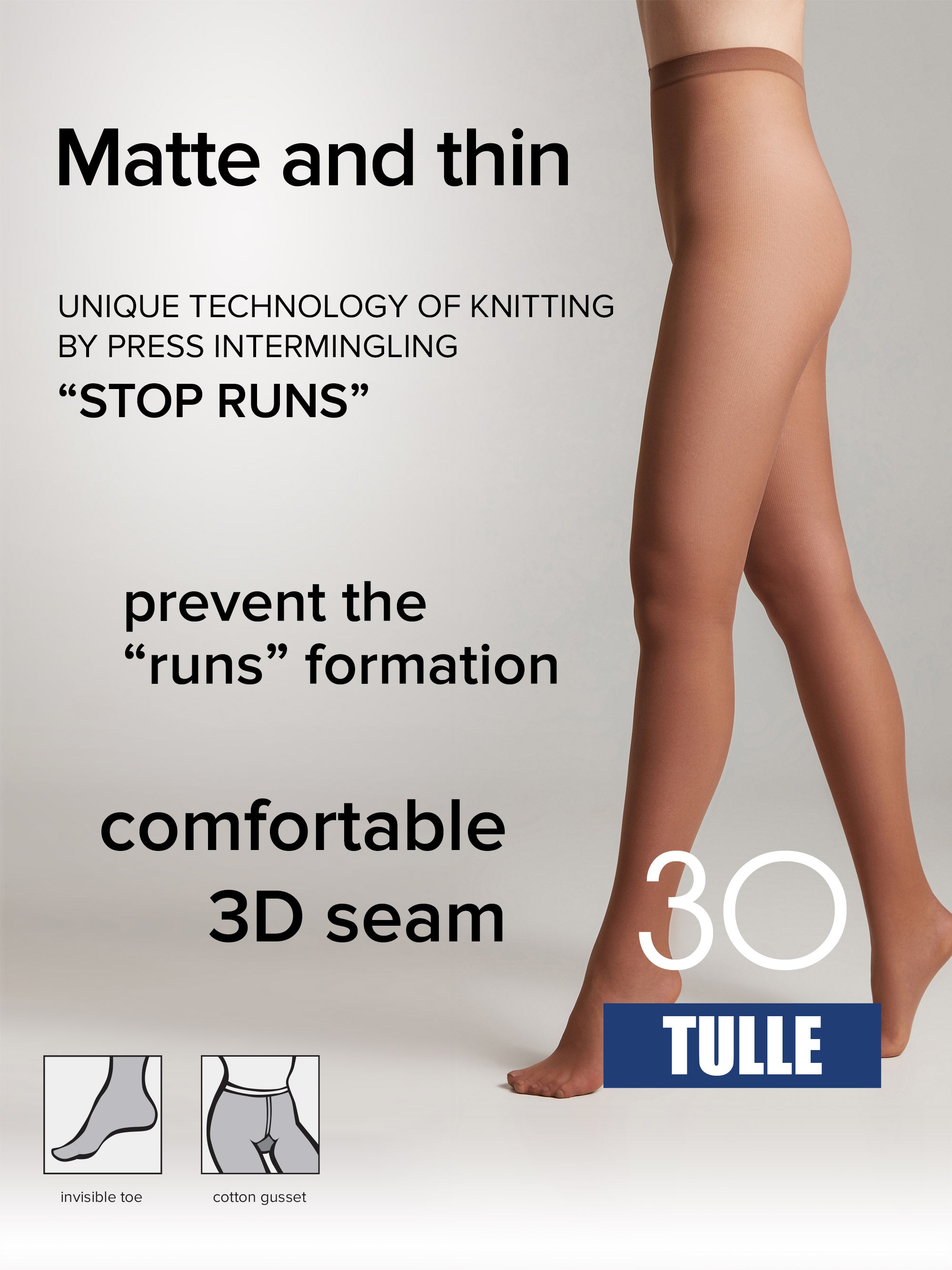 TheRanok.com Tights Conte Tulle 30 Den - Opaque Matte — size reference