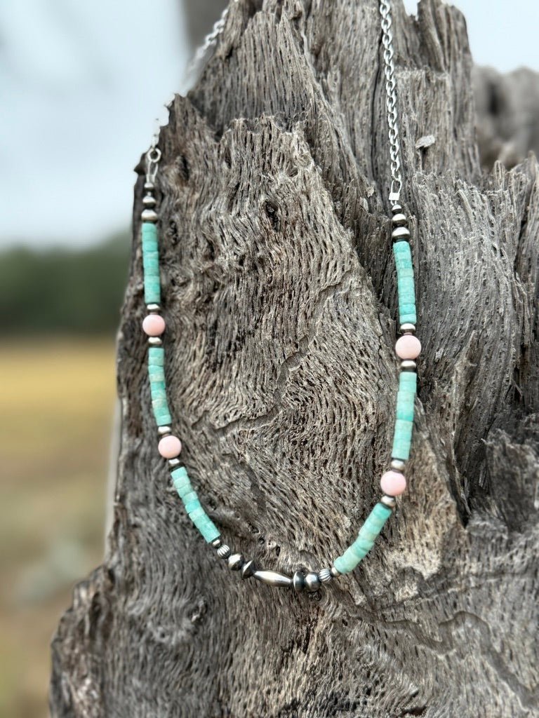 Wild Junkie Turquoise And Blush Beaded Necklace — necklaces category context