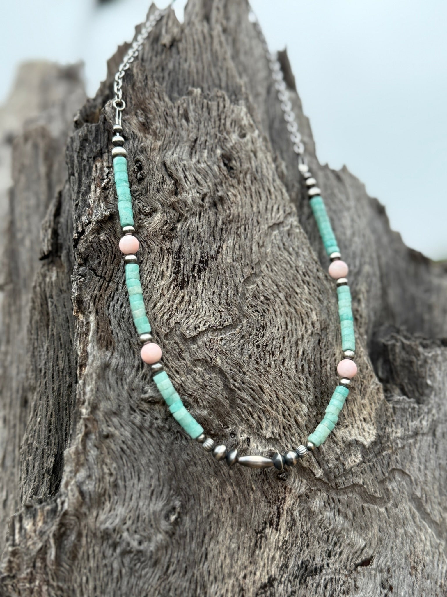 Wild Junkie Turquoise And Blush Beaded Necklace — main product shot