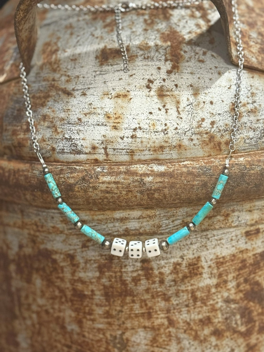Wild Junkie Sterling Silver Slot Dice Necklace — main product shot