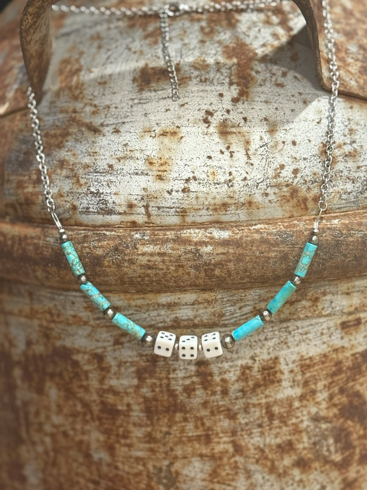 Wild Junkie Sterling Silver Slot Dice Necklace — main product shot