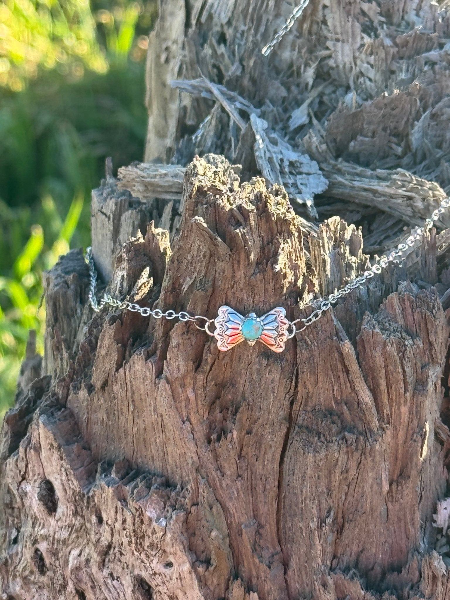 Wild Junkie Turquoise Butterfly Concho Chain Necklace — main product shot
