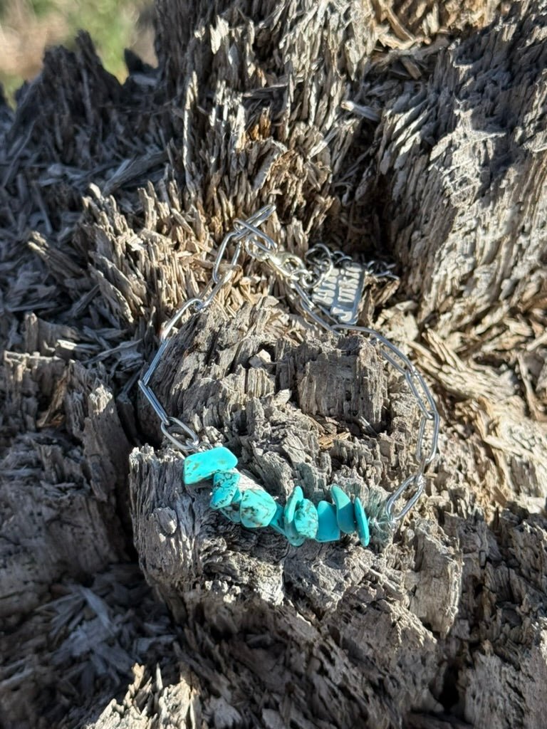 Wild Junkie Turquoise Chips Paperclip Chain Bracelet — bracelets category context