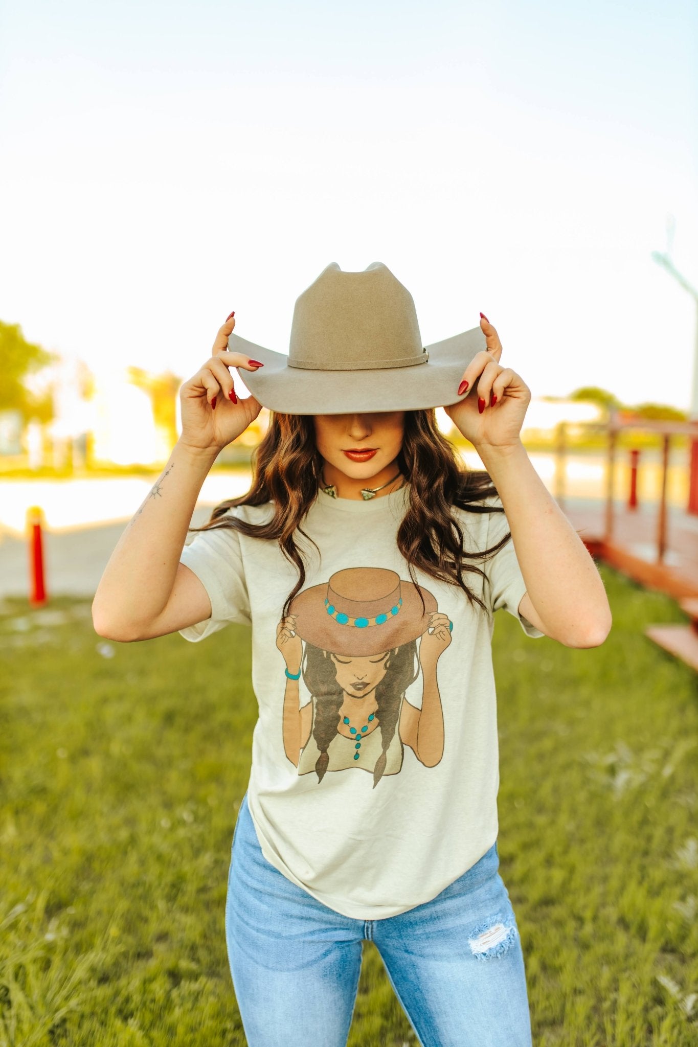 Wild Junkie Turquoise Cowgirl Graphic Tee — main product shot