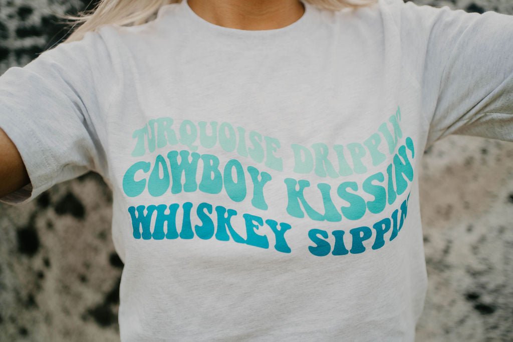 Wild Junkie Turquoise Drippin' Western Graphic Tee — Turquoise detail