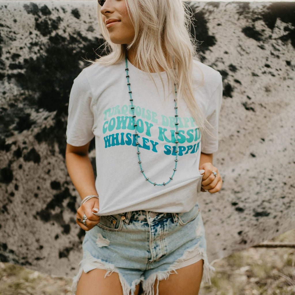 Wild Junkie Turquoise Drippin' Western Graphic Tee — main product shot