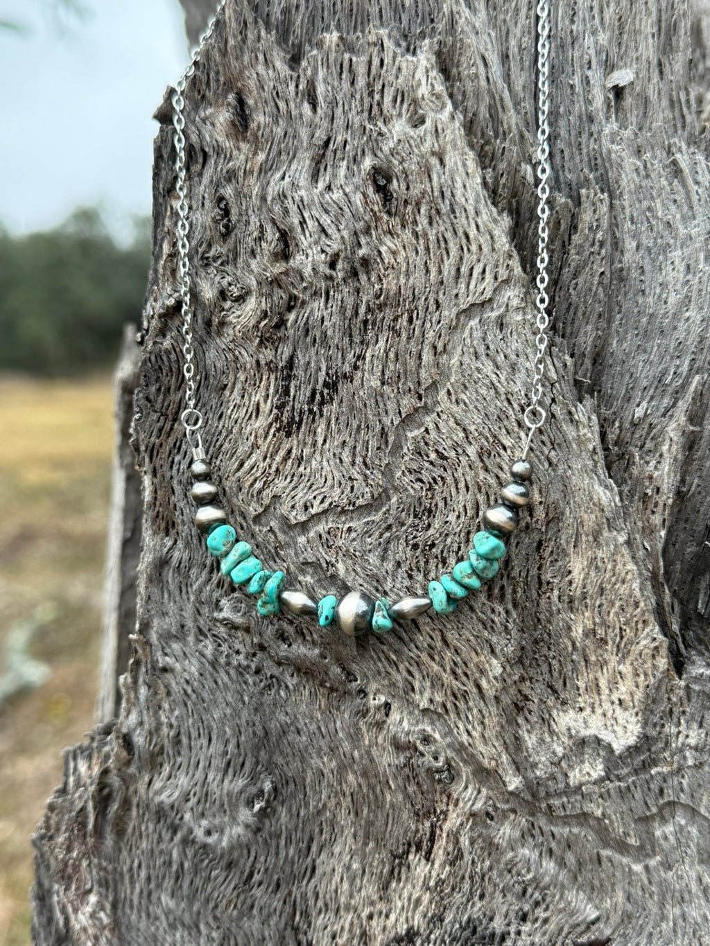 Wild Junkie Turquoise Nugget And Pearls Chain Necklace — main product shot