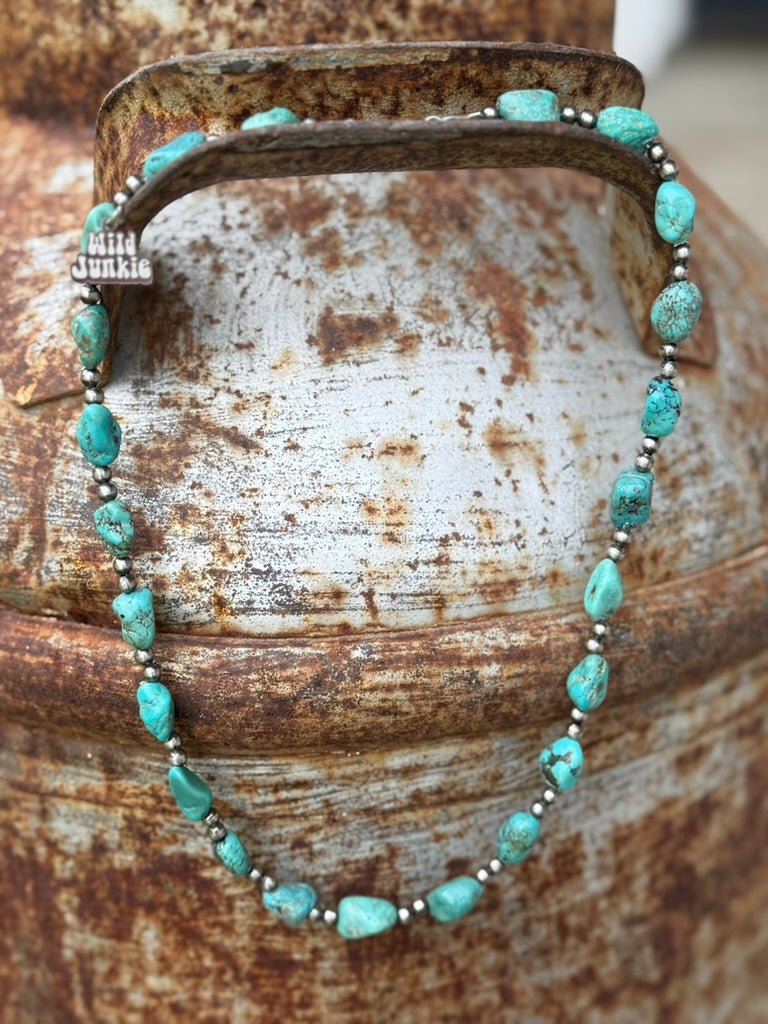 Wild Junkie Turquoise Nugget Beaded Necklace — main product shot