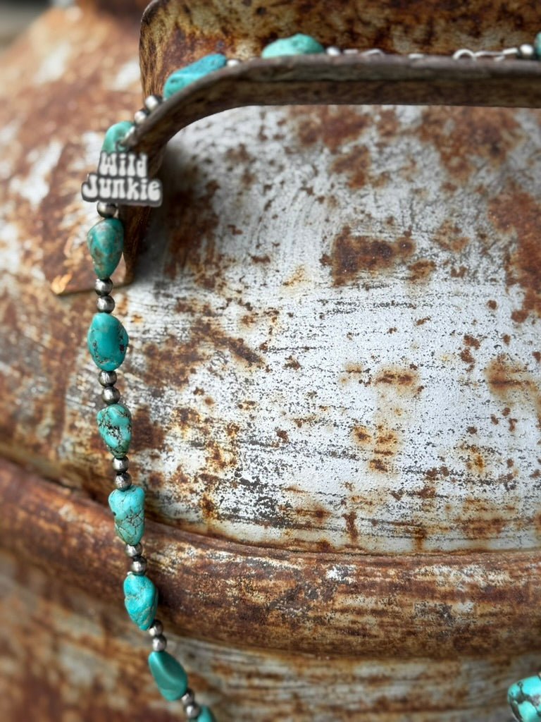 Wild Junkie Turquoise Nugget Beaded Necklace — Turquoise detail