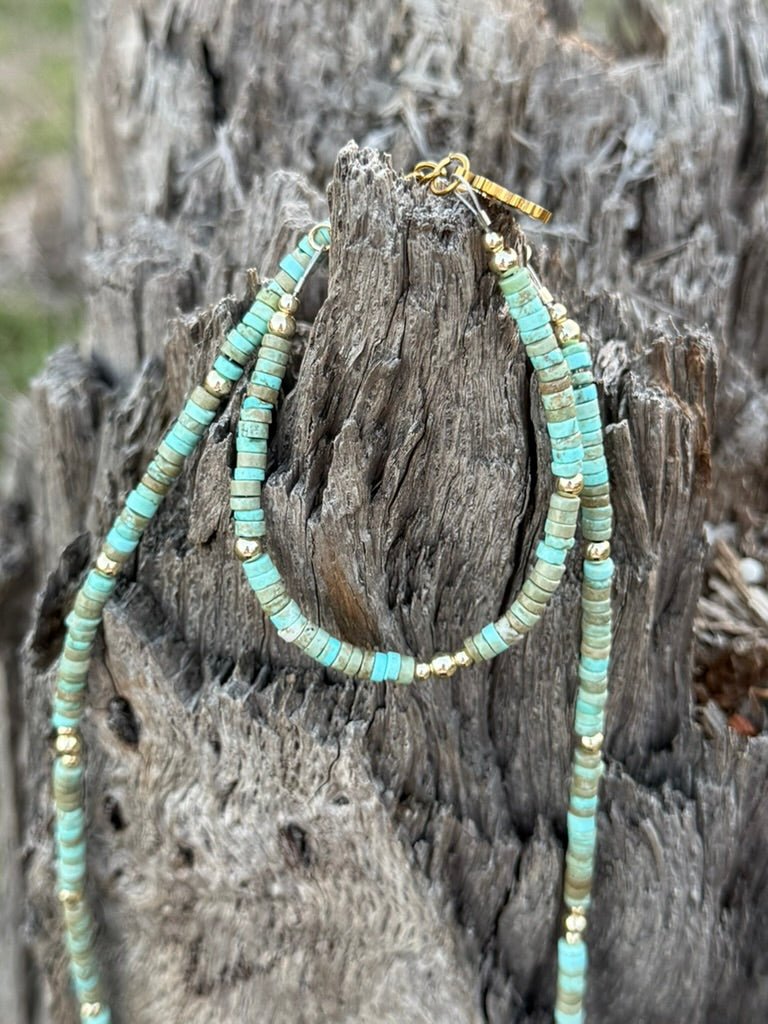Wild Junkie Golden Turquoise Trail Heishi Beaded Bracelet — main product shot