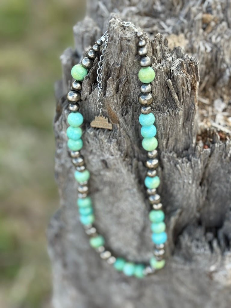 Wild Junkie Turquoise Trailblazer Beaded Necklace — detail close-up