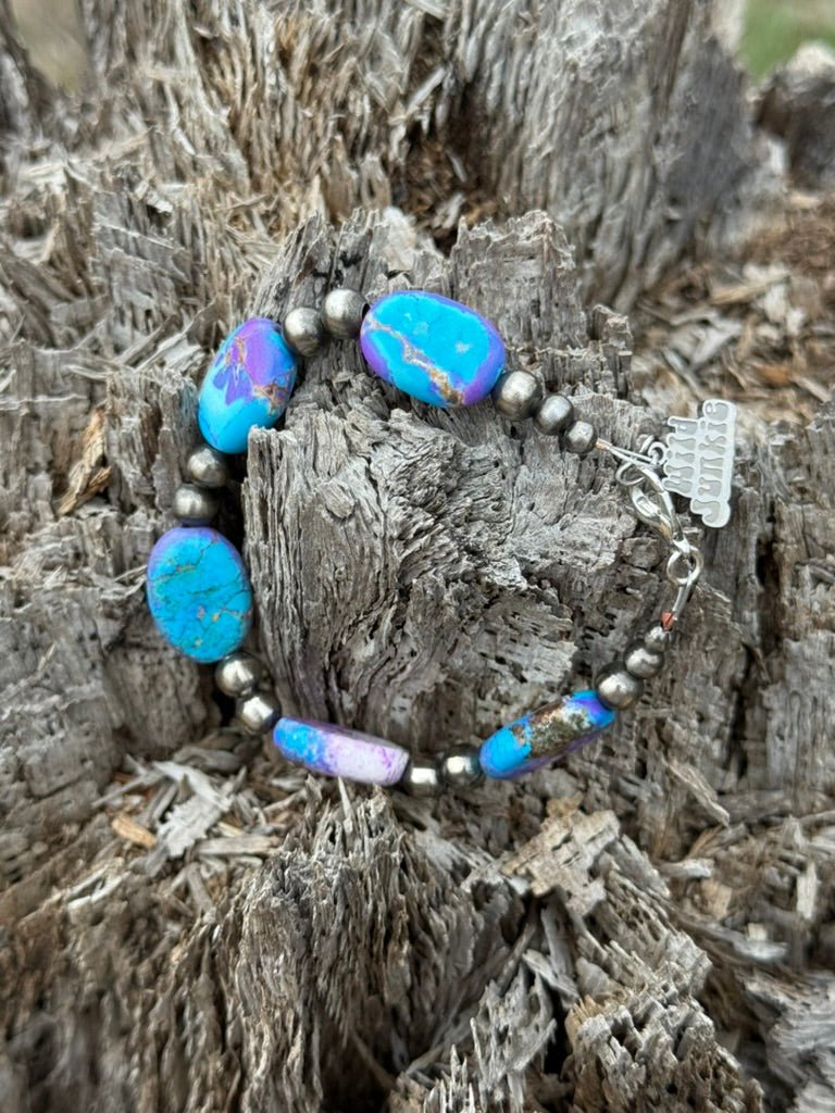 Wild Junkie Turquoise Twilight Oval Beaded Bracelet — lifestyle context