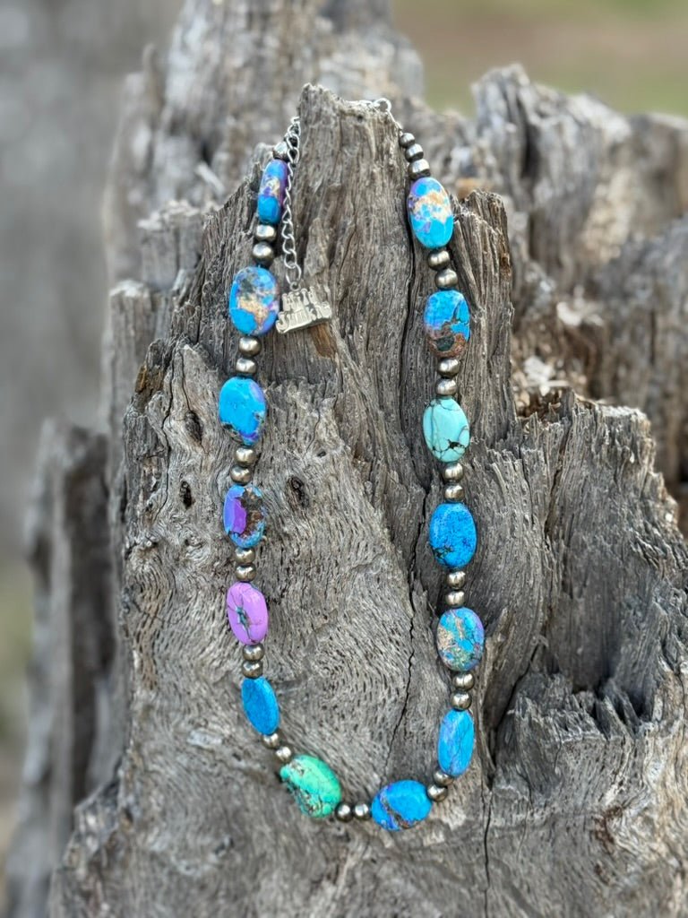 Wild Junkie Turquoise Twilight Oval Beaded Necklace — main product shot