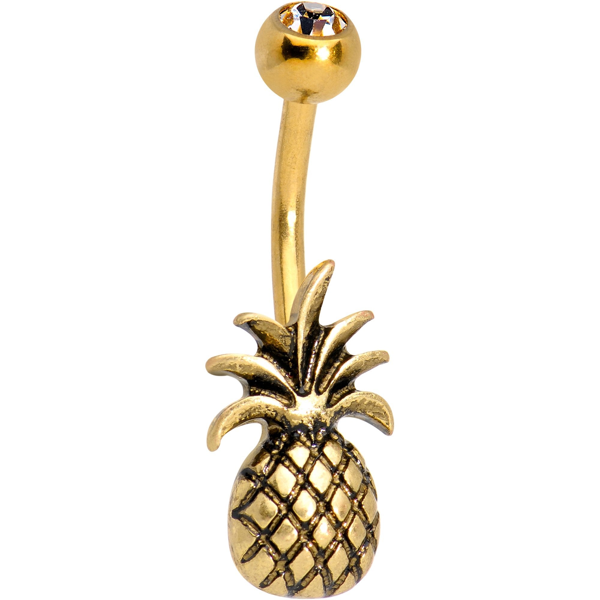 BodyCandy Clear Gem Gold PVD Pineapple Pizzazz Belly Ring — main product shot
