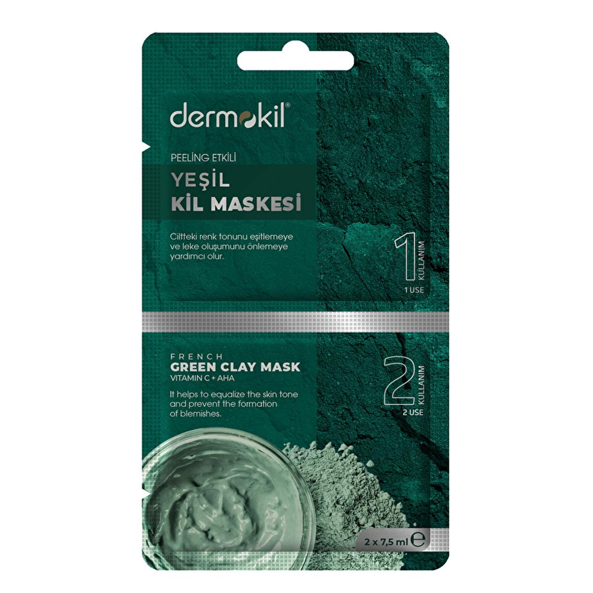Dermokil Green Clay Mask - Peeling Effect for Beautiful Skin | 2 x 7.5 ml