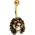 BodyCandy Red Gem Gold PVD Ferocious Eye of the Lion Belly Ring — main product shot