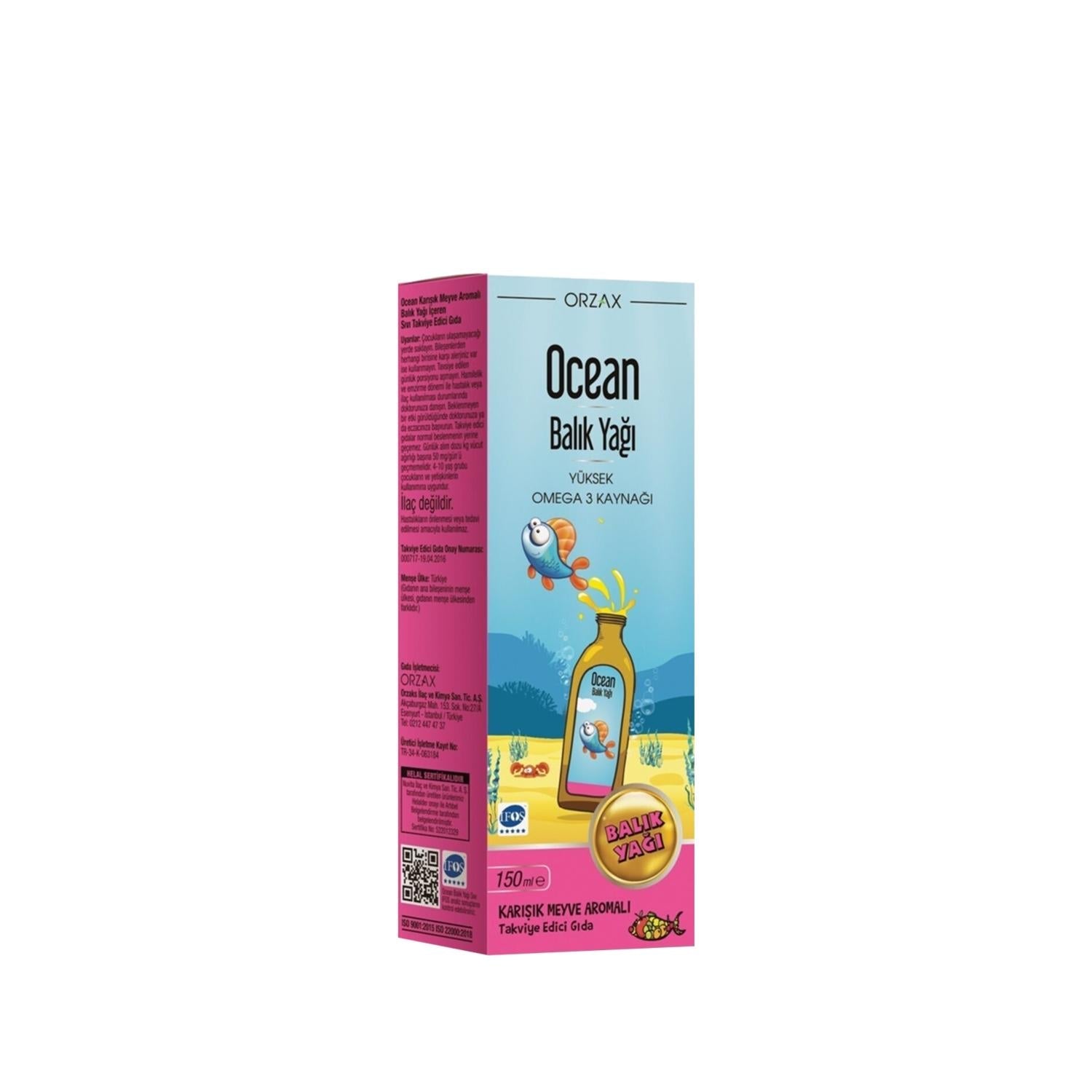 Orzax Ocean Omega-3 Fish Oil Syrup Mixed Fruit Flavor - 150ml & Cognitive Support