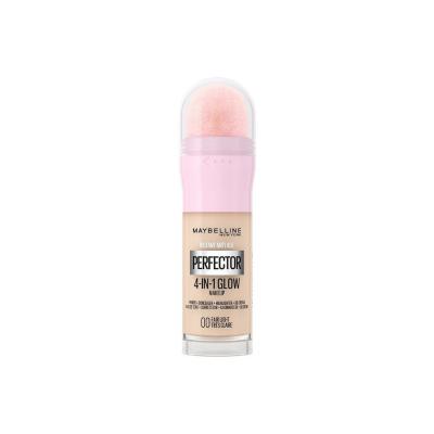Maybelline Instant Perfector Glow 00 Fair Light: 4-in-1 Illuminating Foundation, Concealer, Highlighter & Primer for Radiant, Vegan, Flawless Skin