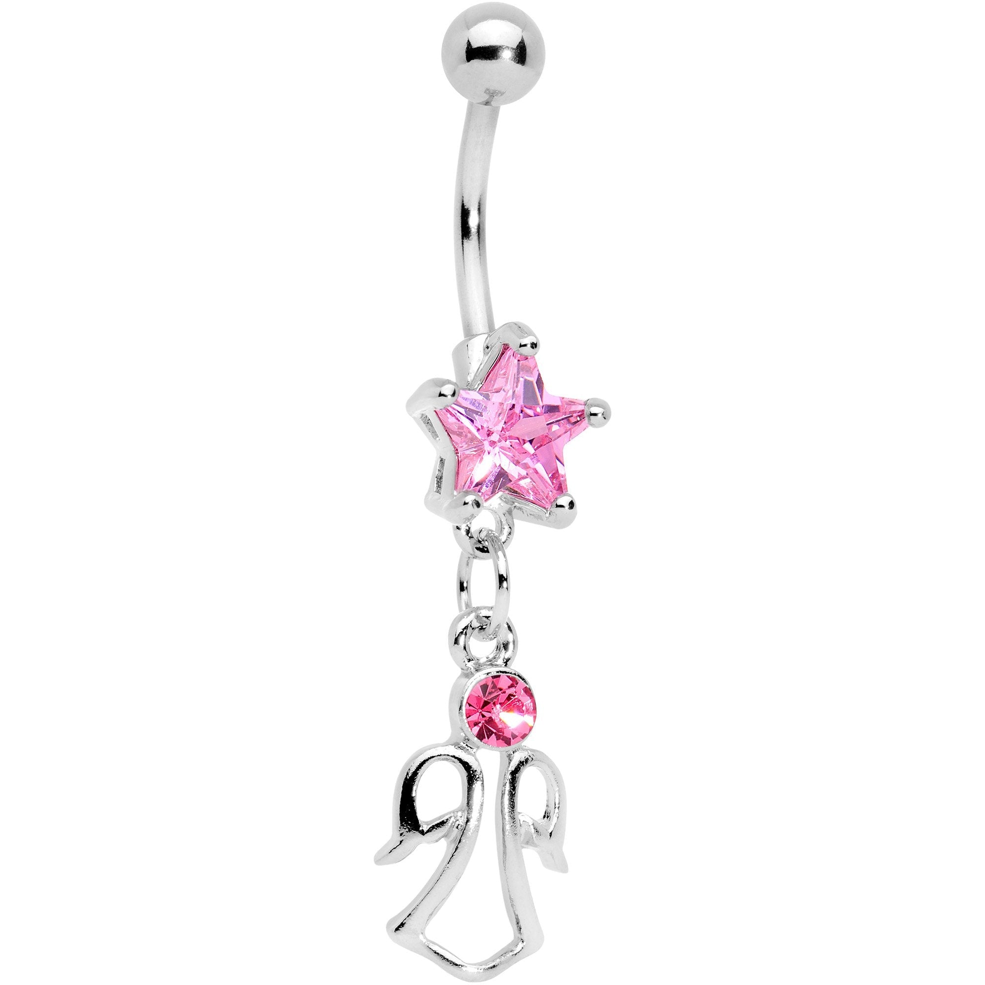 BodyCandy Pink Gem Star and Angel Dangle Belly Ring — main product shot