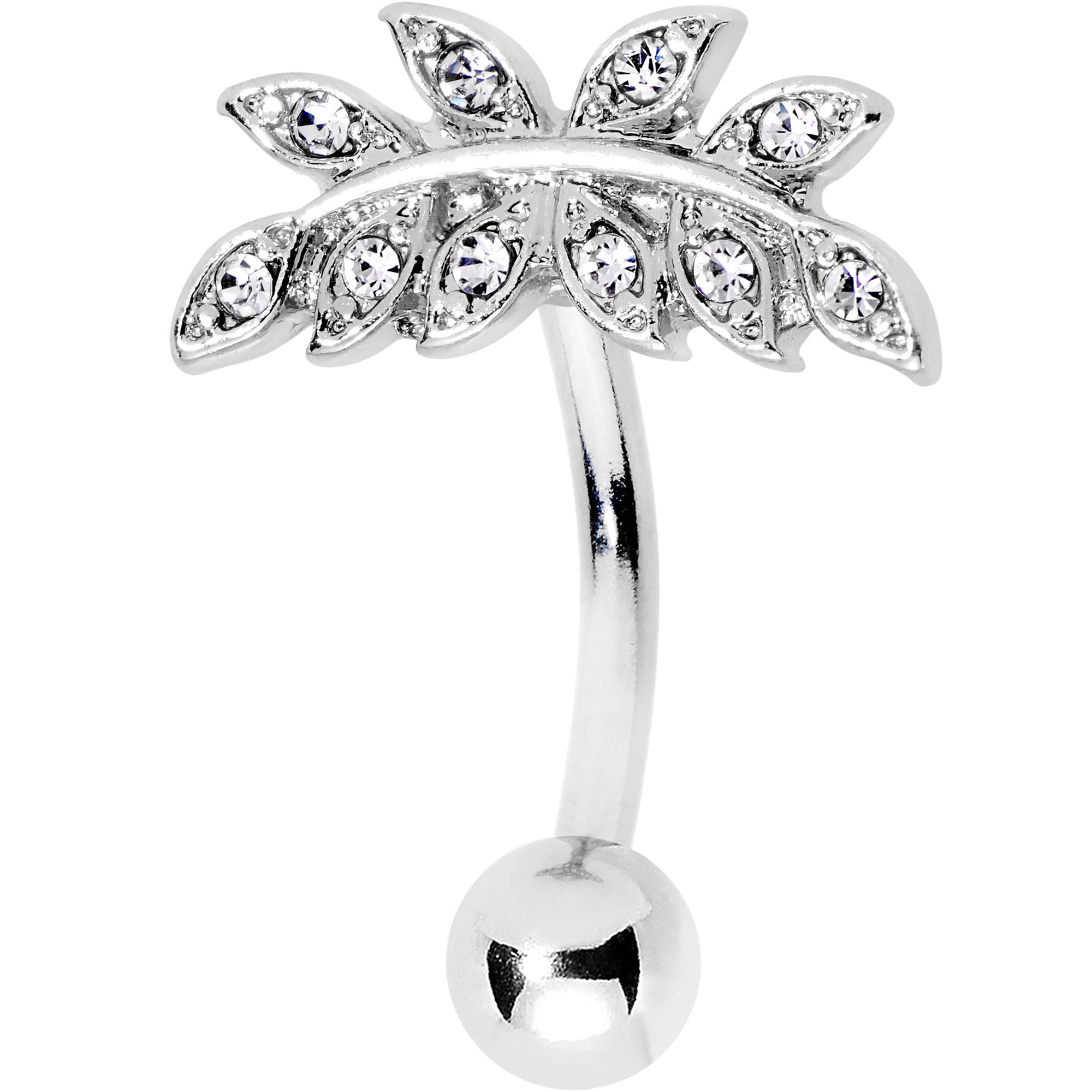 BodyCandy Clear Gem Sprouting Ivy Leaf Belly Ring — construction detail