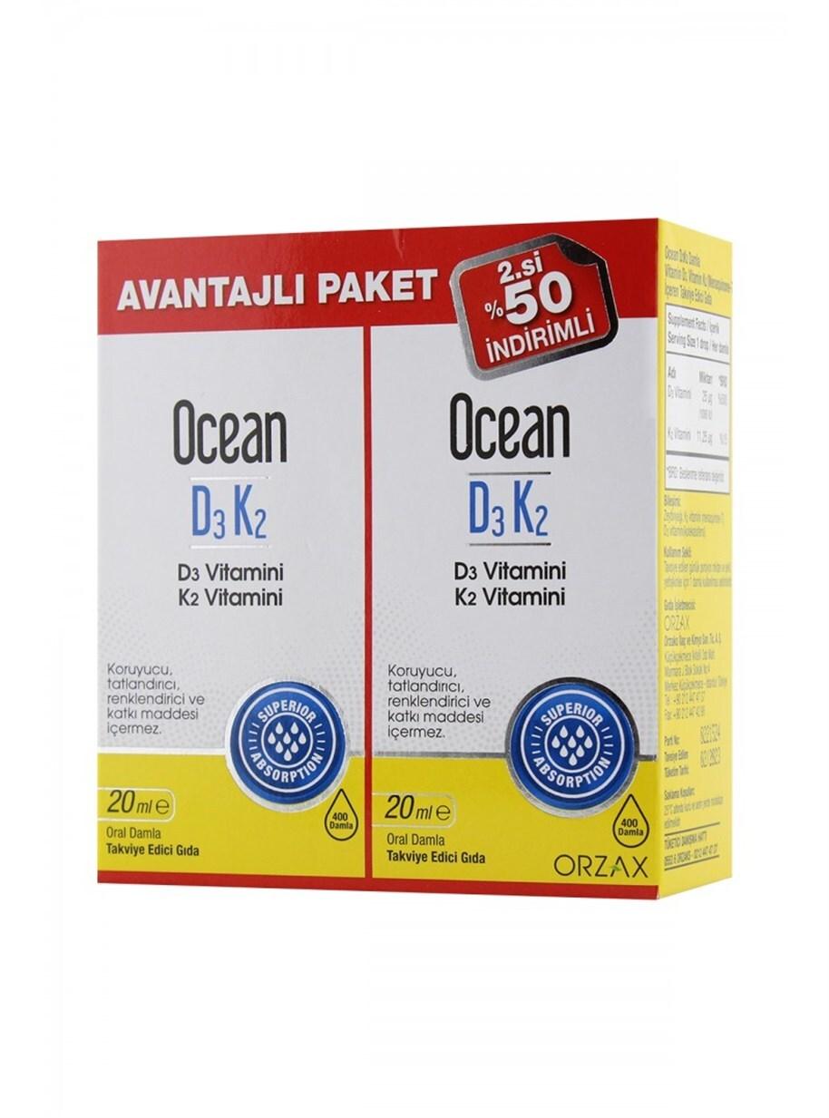 Ocean Vitamin D3 Supplement D3K2 Drops 20ml - Liquid Vitamin D3 for Bone and Cardiovascular Health