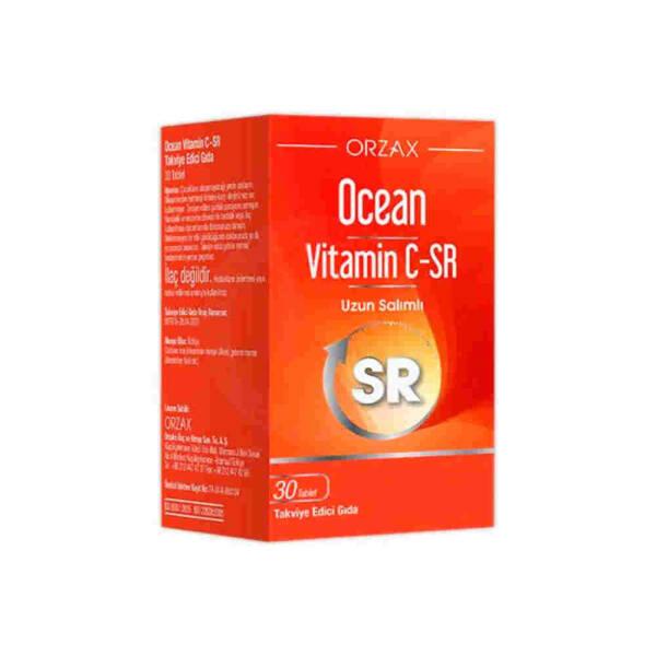 Ocean Vitamin C-SR Sustained Release Vitamin C Supplement for Adults - 30 Tablets, Immune System Support
